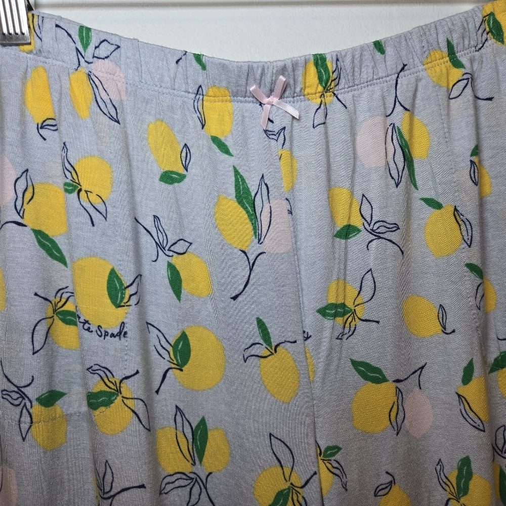 Kate Spade Womens Pocketed Lounge Pants Medium Lemon Pattern - Picture 3 of 5